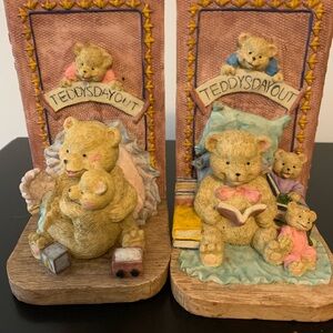 Charming Vintage Ceramic Teddy Bear Bookends!!